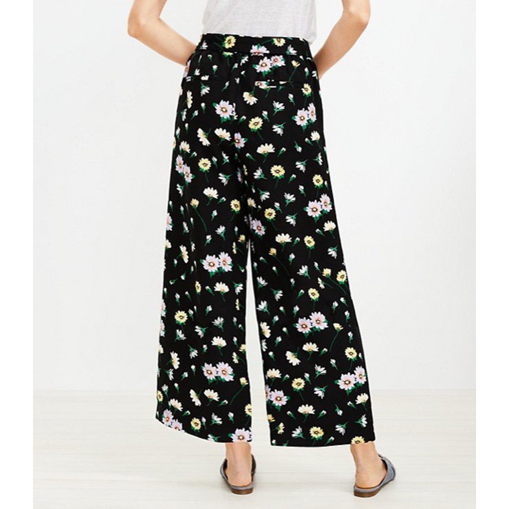 πΌ LOFT BLACK FLORAL LINEN BLEND WIDE LEG PANTS! - Picture 2 of 12